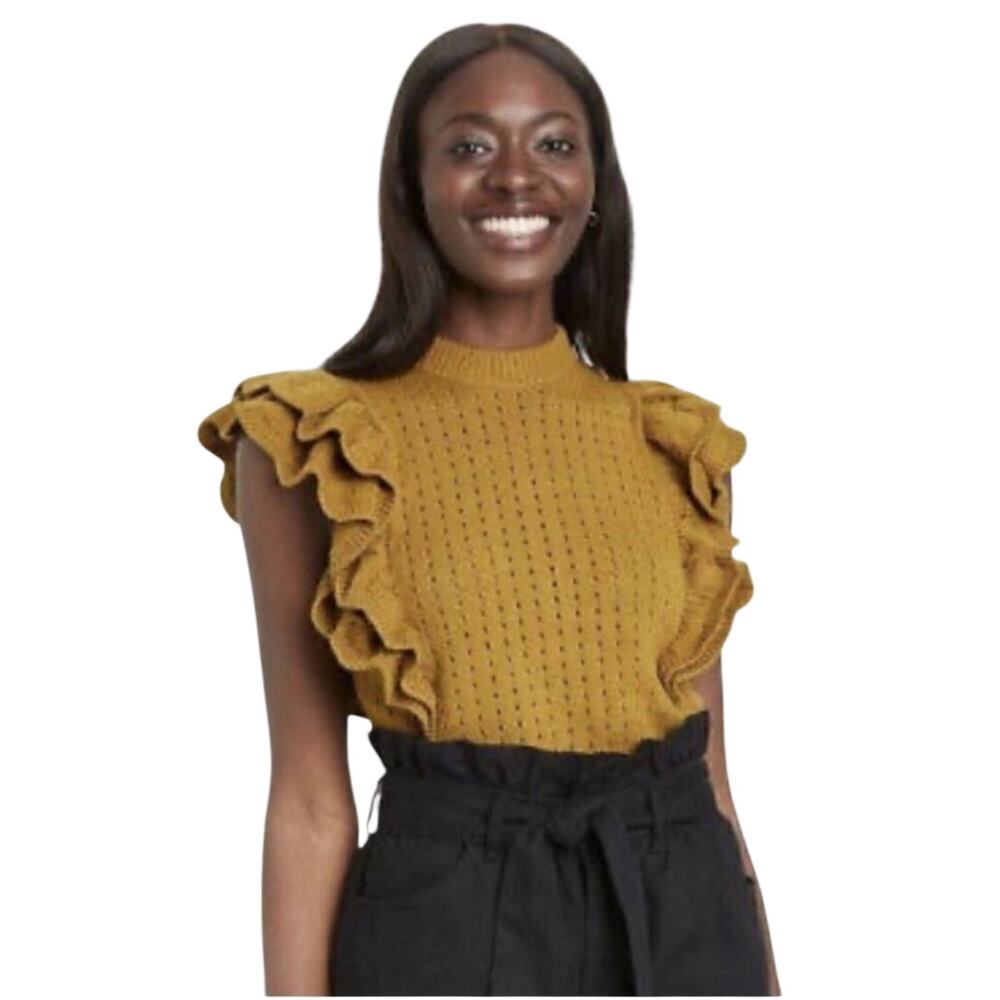 Who What Wear Flutter Sleeve Sweater Tank sz S